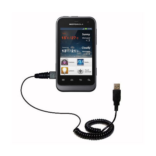 Coiled USB Cable compatible with the Motorola DEFY Mini / XT320
