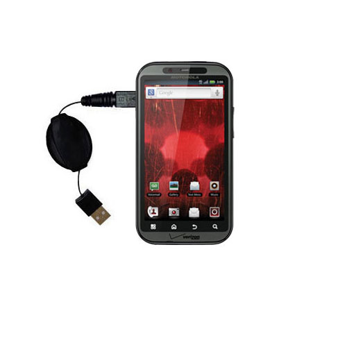 Retractable USB Power Port Ready charger cable designed for the Motorola DROID Bionic and uses TipExchange