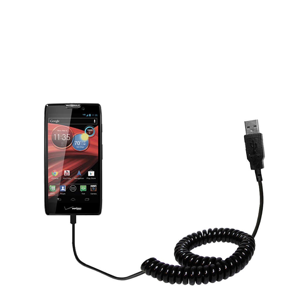 Coiled USB Cable compatible with the Motorola Droid MAXX
