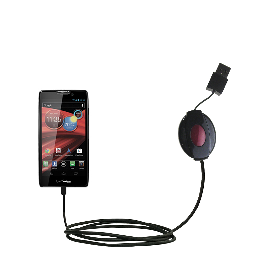 Retractable USB Power Port Ready charger cable designed for the Motorola Droid MAXX and uses TipExchange