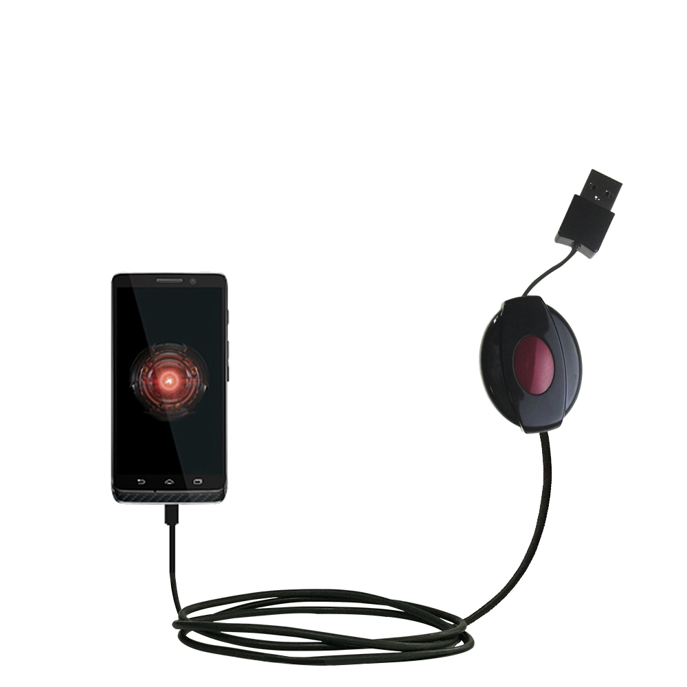Retractable USB Power Port Ready charger cable designed for the Motorola Droid Mini and uses TipExchange