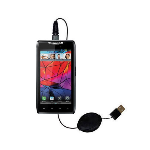 Retractable USB Power Port Ready charger cable designed for the Motorola DROID RAZR and uses TipExchange