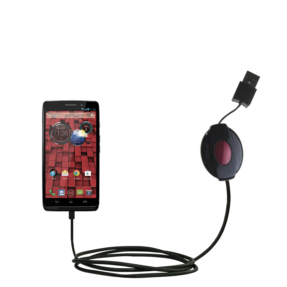 Retractable USB Power Port Ready charger cable designed for the Motorola Droid Ultra and uses TipExchange