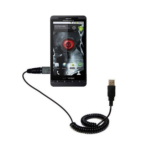 Coiled USB Cable compatible with the Motorola Droid X