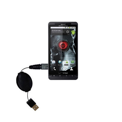 Retractable USB Power Port Ready charger cable designed for the Motorola Droid X and uses TipExchange