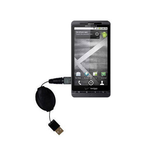 Retractable USB Power Port Ready charger cable designed for the Motorola DROID X2 and uses TipExchange