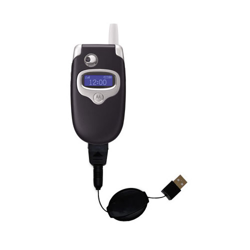 Retractable USB Power Port Ready charger cable designed for the Motorola E550 and uses TipExchange
