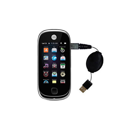 Retractable USB Power Port Ready charger cable designed for the Motorola Evoke QA4 and uses TipExchange