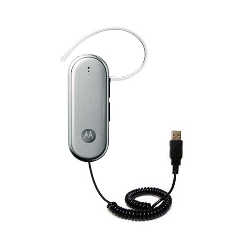 Coiled Power Hot Sync USB Cable suitable for the Motorola H790 with both data and charge features - Uses Gomadic TipExchange Technology