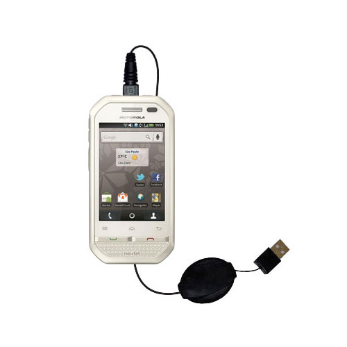 Retractable USB Power Port Ready charger cable designed for the Motorola i867 and uses TipExchange