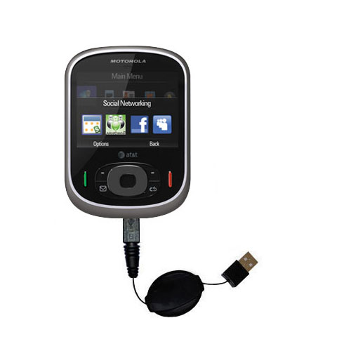 Retractable USB Power Port Ready charger cable designed for the Motorola Karma QA1 and uses TipExchange
