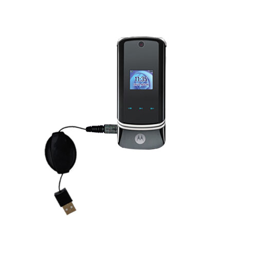 Retractable USB Power Port Ready charger cable designed for the Motorola KRZR K1m and uses TipExchange