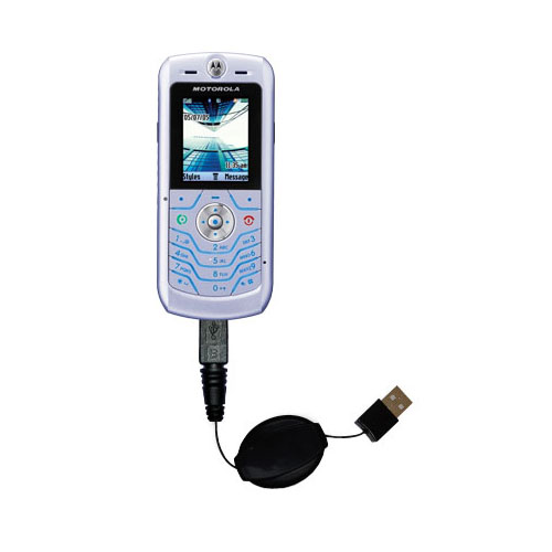 Retractable USB Power Port Ready charger cable designed for the Motorola L6 and uses TipExchange