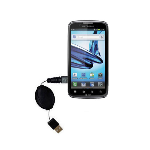 Retractable USB Power Port Ready charger cable designed for the Motorola MB865 and uses TipExchange