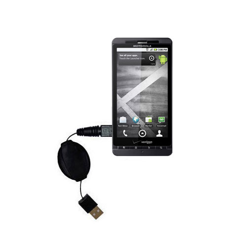 compact and retractable USB Power Port Ready charge cable designed for the Motorola MILESTONE 2 and uses TipExchange 