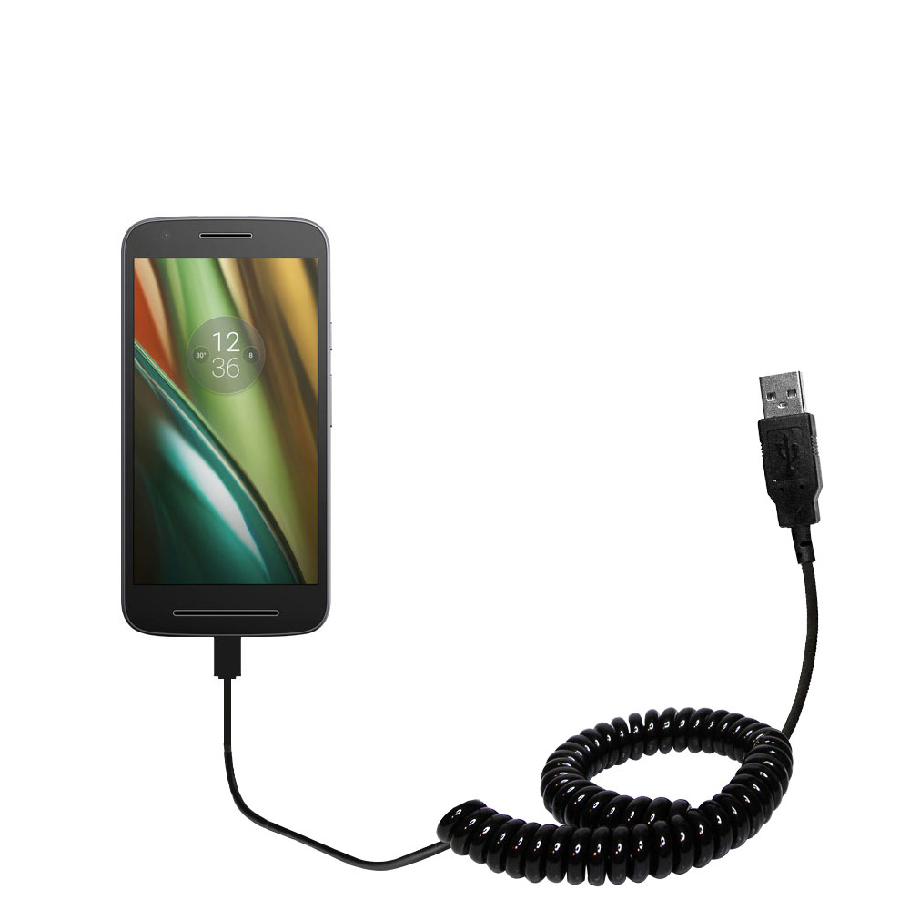 Coiled USB Cable compatible with the Motorola Moto E3