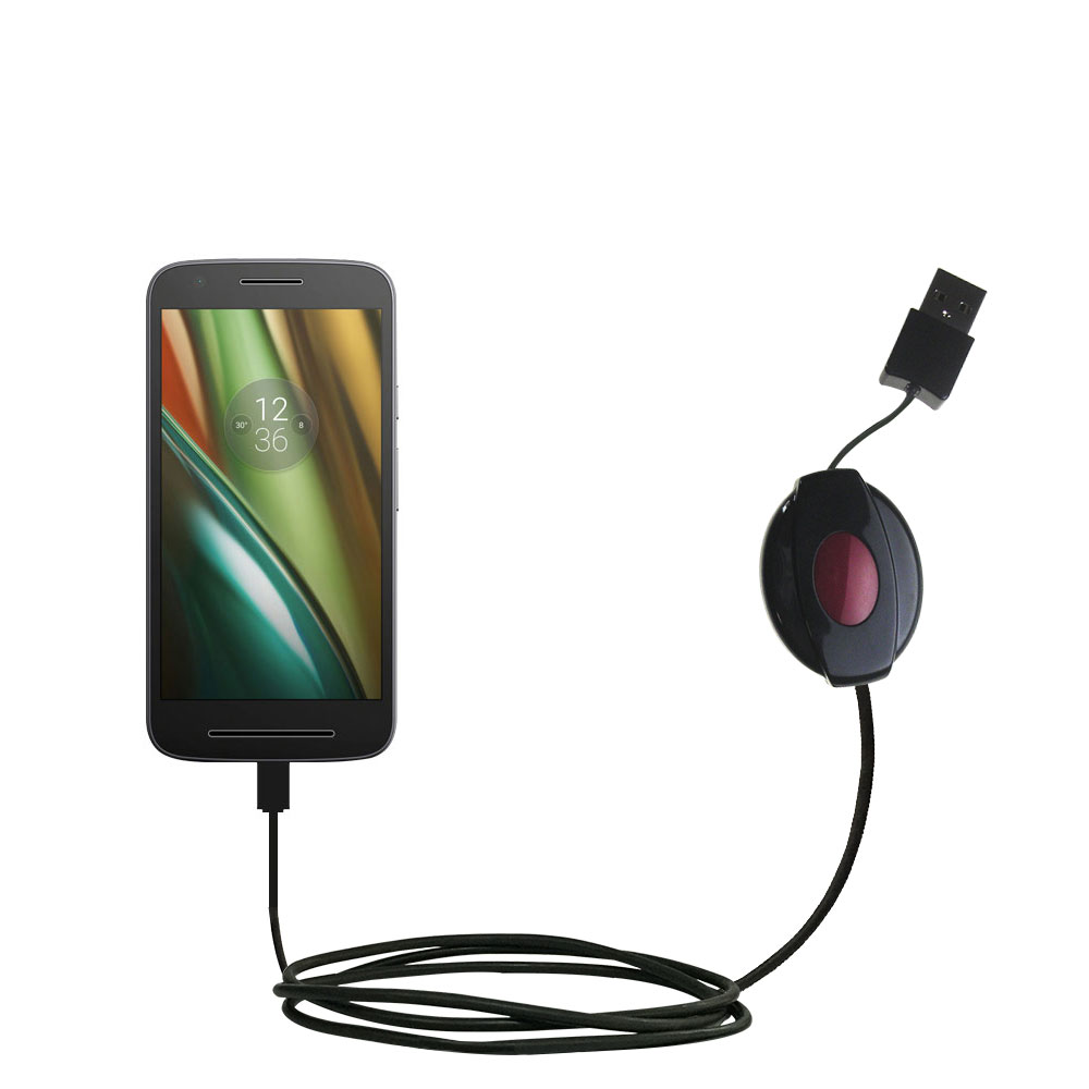 Retractable USB Power Port Ready charger cable designed for the Motorola Moto E3 and uses TipExchange