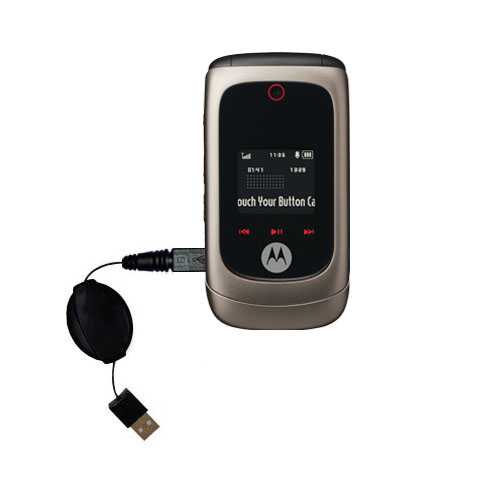 Retractable USB Power Port Ready charger cable designed for the Motorola MOTO EM330 and uses TipExchange