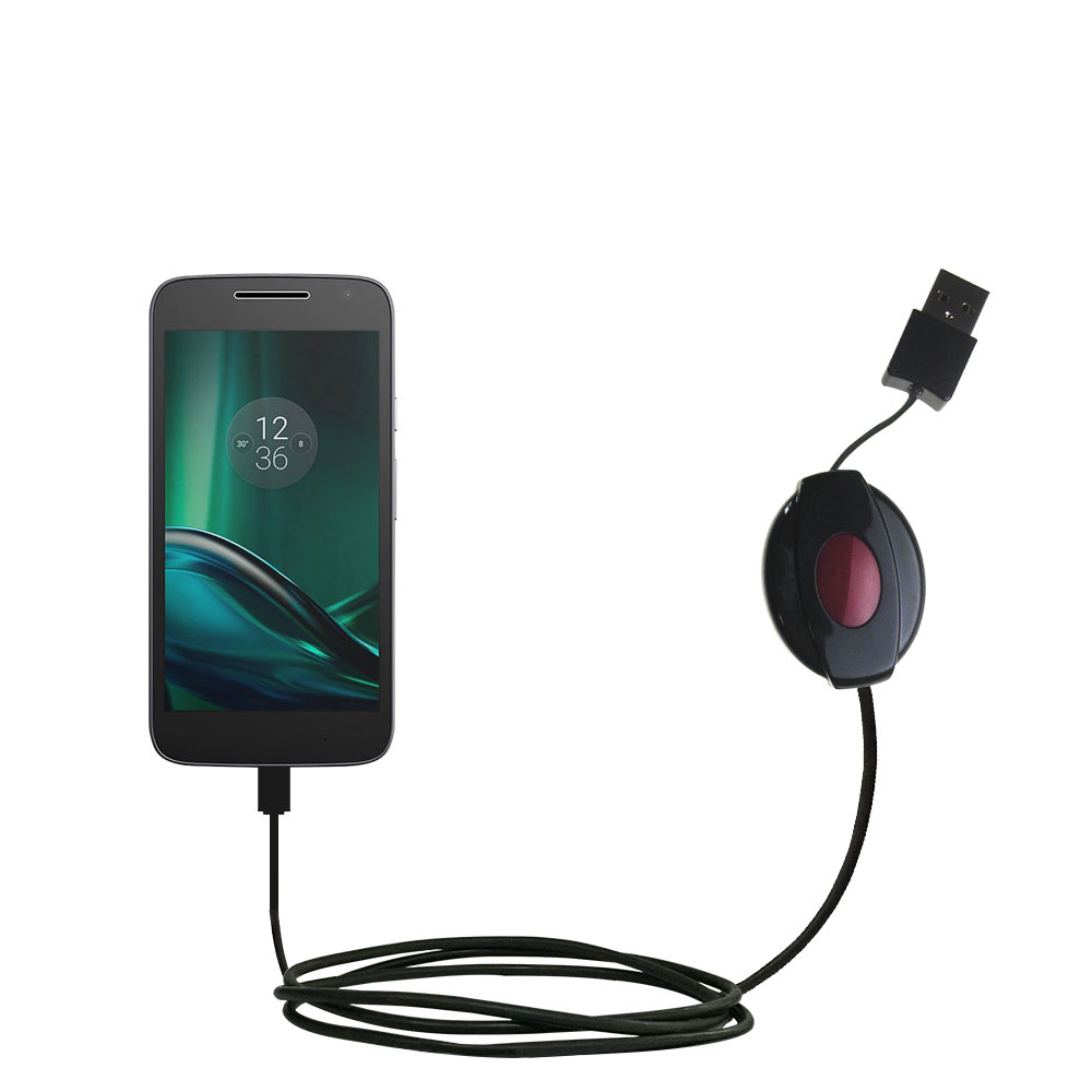 Retractable USB Power Port Ready charger cable designed for the Motorola Moto G4 / G4 Plus and uses TipExchange