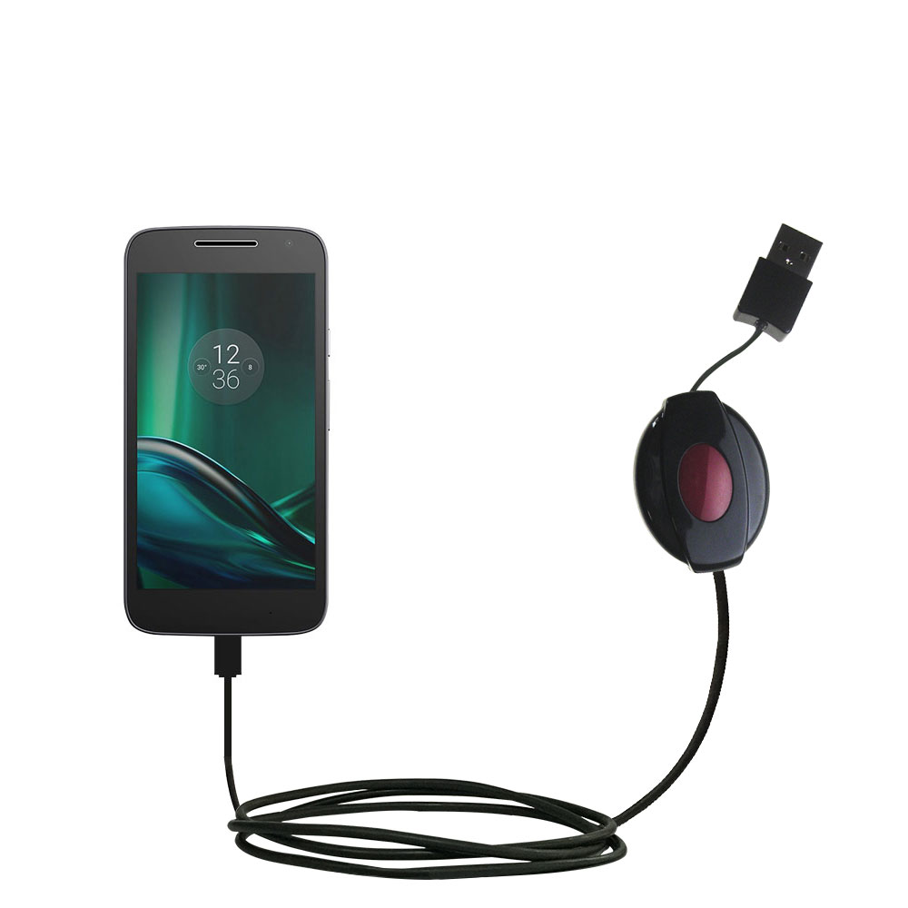 Retractable USB Power Port Ready charger cable designed for the Motorola Moto G4 Play and uses TipExchange