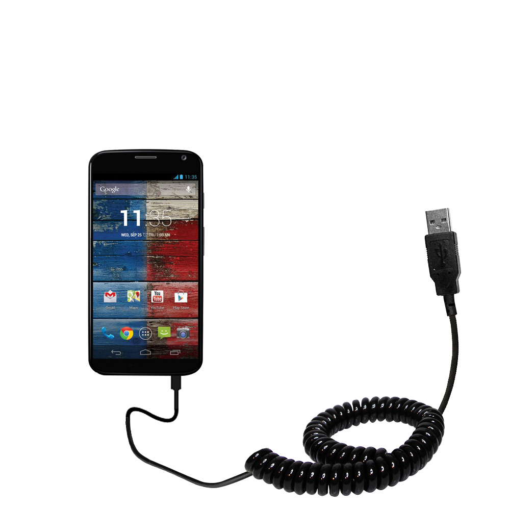 Coiled USB Cable compatible with the Motorola Moto X