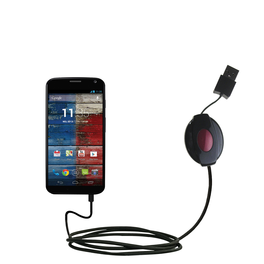 Retractable USB Power Port Ready charger cable designed for the Motorola Moto X and uses TipExchange