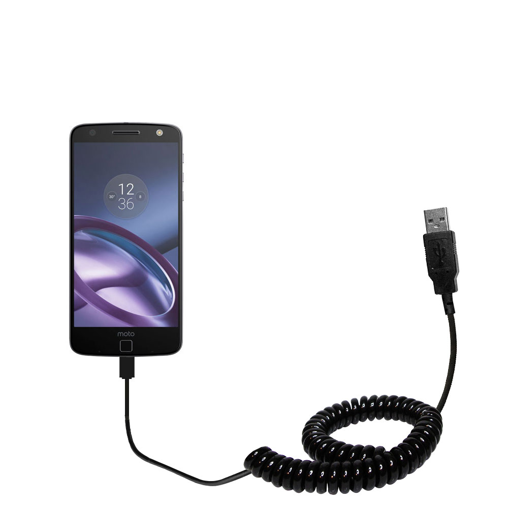 Coiled USB Cable compatible with the Motorola Moto Z