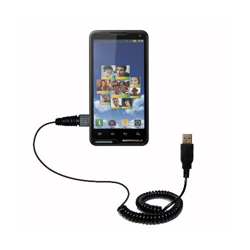 Coiled Power Hot Sync USB Cable suitable for the Motorola Motoluxe / XT615 with both data and charge features - Uses Gomadic TipExchange Technology