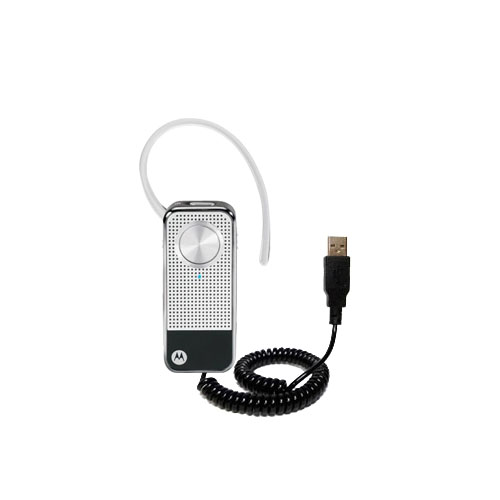 Coiled Power Hot Sync USB Cable suitable for the Motorola MOTOPURE H12 Cradle with both data and charge features - Uses Gomadic TipExchange Technology