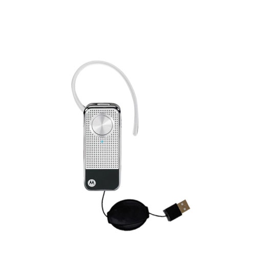 Retractable USB Power Port Ready charger cable designed for the Motorola MOTOPURE H12 Cradle and uses TipExchange