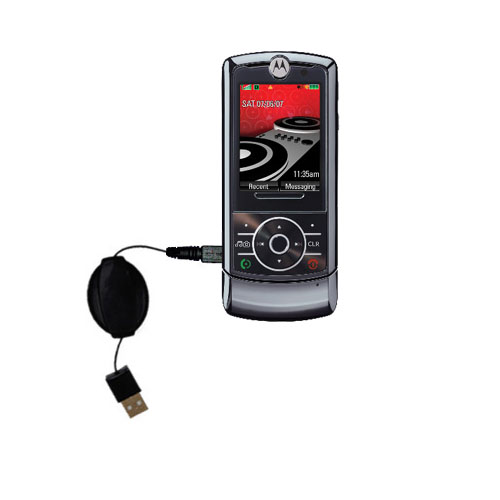 Retractable USB Power Port Ready charger cable designed for the Motorola MOTOROKR Z6m and uses TipExchange
