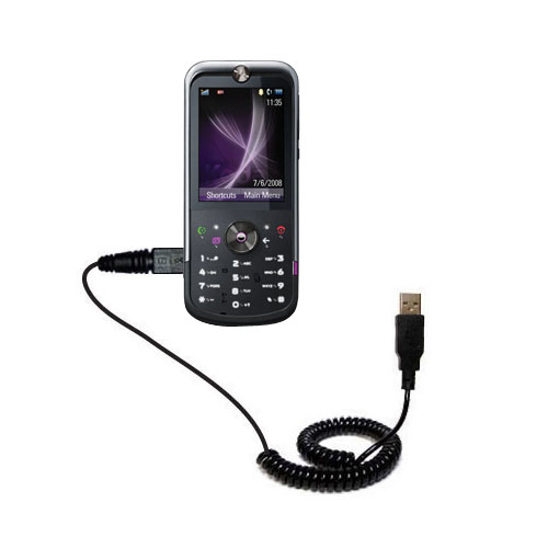 Coiled USB Cable compatible with the Motorola MOTOZINE ZN5