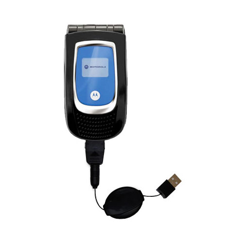 Retractable USB Power Port Ready charger cable designed for the Motorola MPx200 and uses TipExchange