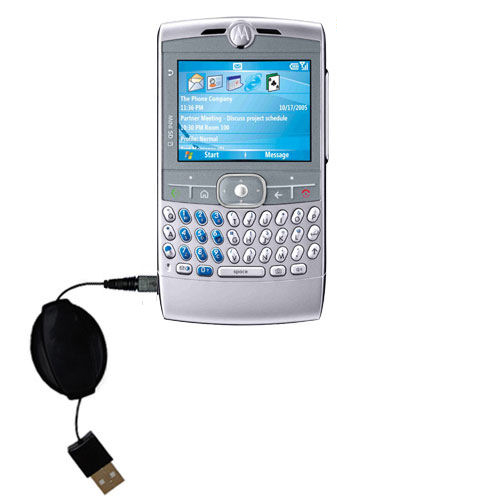 Retractable USB Power Port Ready charger cable designed for the Motorola Q Pro and uses TipExchange