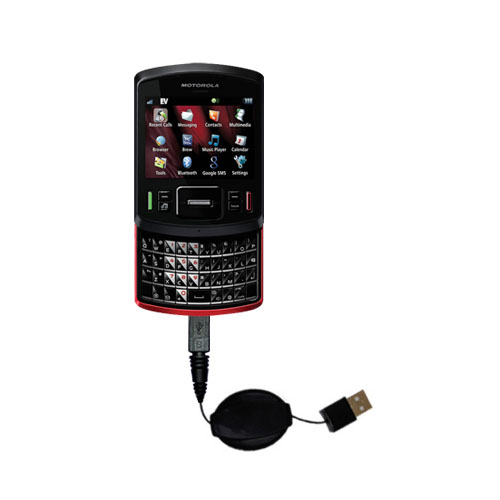 Retractable USB Power Port Ready charger cable designed for the Motorola QA30 and uses TipExchange