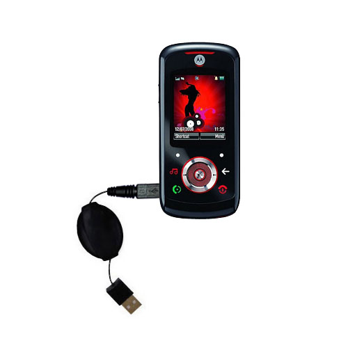 Retractable USB Power Port Ready charger cable designed for the Motorola ROKR EM325 and uses TipExchange