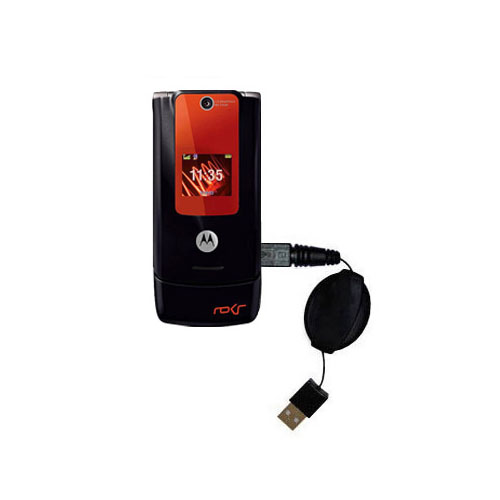 Retractable USB Power Port Ready charger cable designed for the Motorola ROKR W5 and uses TipExchange