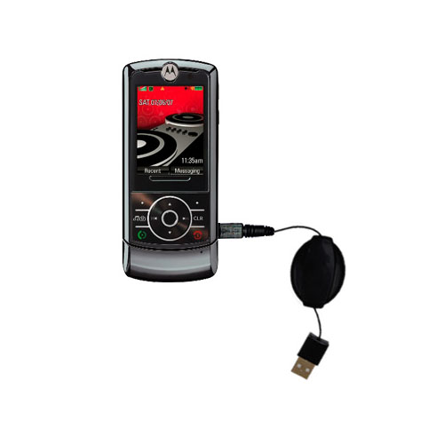 Retractable USB Power Port Ready charger cable designed for the Motorola ROKR Z6M and uses TipExchange