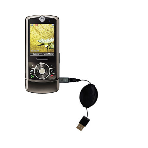 Retractable USB Power Port Ready charger cable designed for the Motorola ROKR Z6w and uses TipExchange