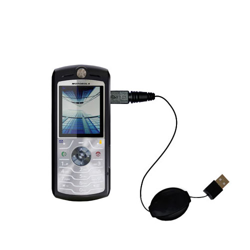Retractable USB Power Port Ready charger cable designed for the Motorola SLVR L7 L7C L9 and uses TipExchange