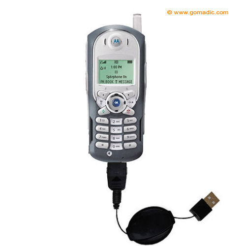 Retractable USB Power Port Ready charger cable designed for the Motorola T300p and uses TipExchange