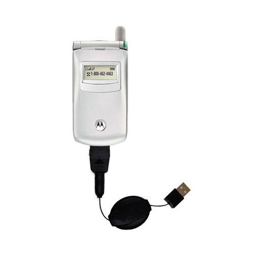 Retractable USB Power Port Ready charger cable designed for the Motorola T720 and uses TipExchange