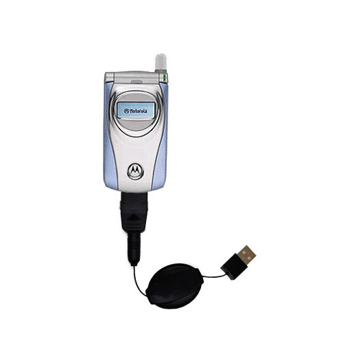 Retractable USB Power Port Ready charger cable designed for the Motorola T722i and uses TipExchange