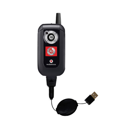 Retractable USB Power Port Ready charger cable designed for the Motorola V1050 and uses TipExchange