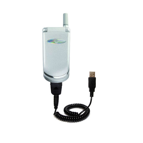 Coiled Power Hot Sync USB Cable suitable for the Motorola V150 with both data and charge features - Uses Gomadic TipExchange Technology