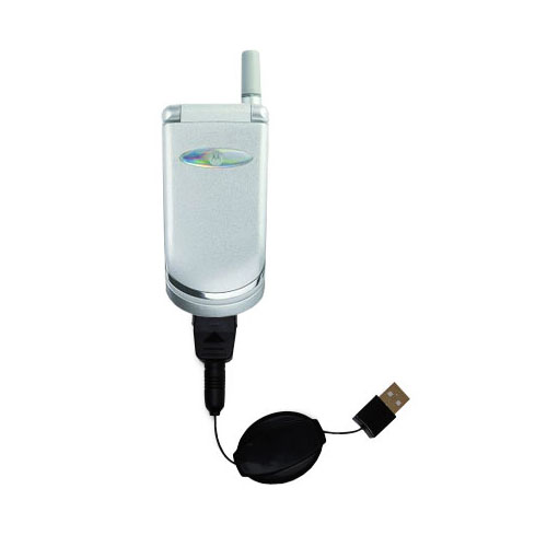 USB Power Port Ready retractable USB charge USB cable wired specifically for the Motorola V150 and uses TipExchange