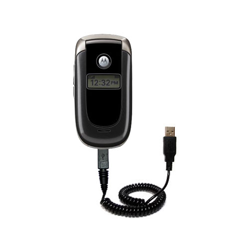 Coiled Power Hot Sync USB Cable suitable for the Motorola V197 with both data and charge features - Uses Gomadic TipExchange Technology