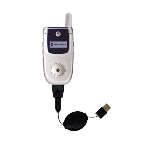 Retractable USB Power Port Ready charger cable designed for the Motorola V220 and uses TipExchange