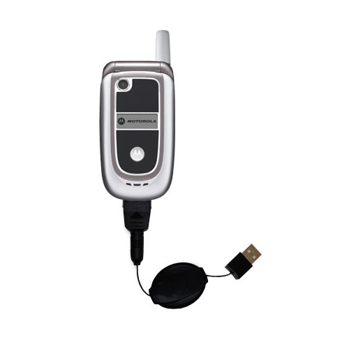 Retractable USB Power Port Ready charger cable designed for the Motorola V235 and uses TipExchange