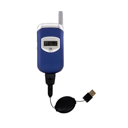Retractable USB Power Port Ready charger cable designed for the Motorola V260 V262 V265 V266 V276 and uses TipExchange